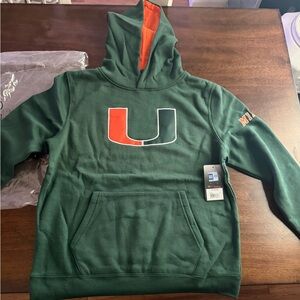 Colosseum Green and Orange Crewneck Hoodie with U Logo